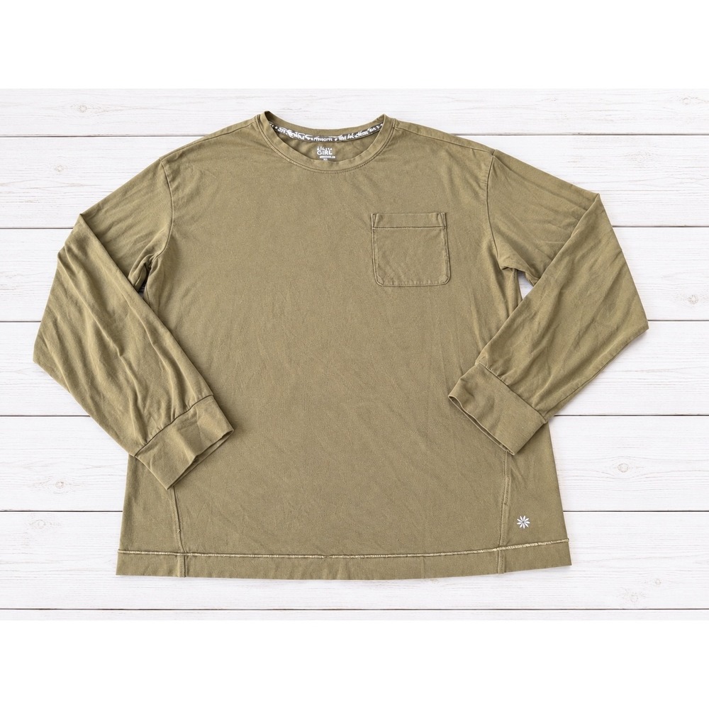 Athleta Girl Supima Oversized Top Thumbhole Pocket Olive Green XXL 16
